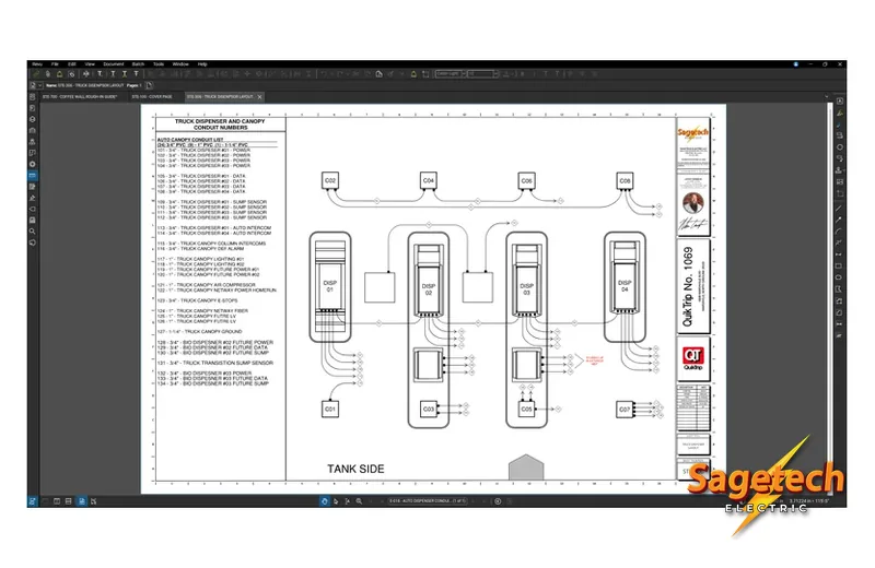 Sagetech electrical design developed with Bluebeam software